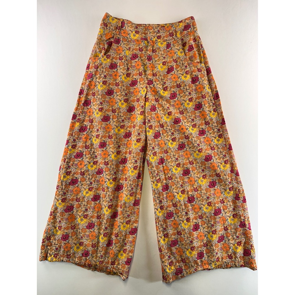 Free People Flower Power Wide Leg Crop Pants Boho 70s inspired Festival Rare 6 - Picture 2 of 13